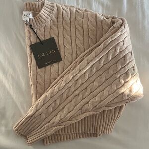 Le Lis Cable Knit Sweater in Soft Cream